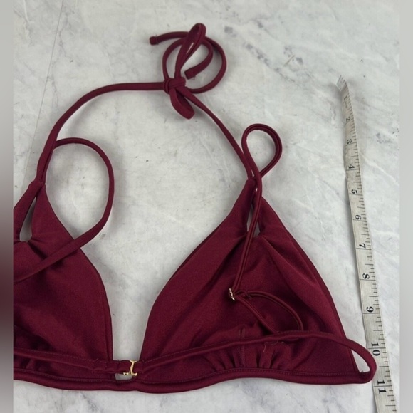 GIGI C Burgundy Triangle String Bikini Top - Picture 5 of 13